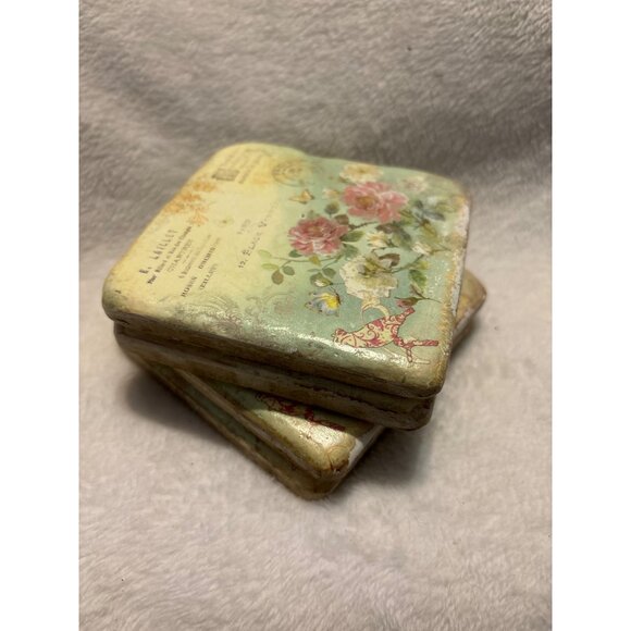 Vintage-Inspired Floral Cork-Backed Coasters Set Of 4 By Hobby Lobby - Picture 8 of 13